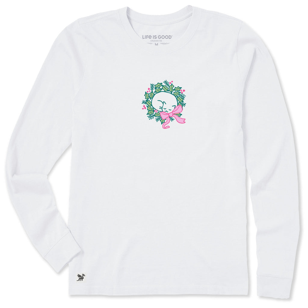 Women's Cat Nap Wreath Long Sleeve Crusher Tee product image 1