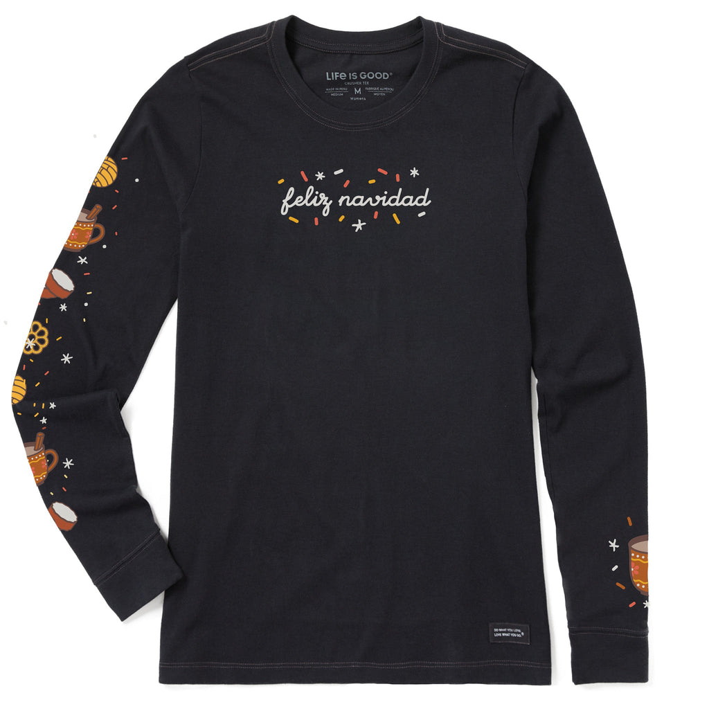 Women's Feliz Navidad Sparkle Long Sleeve Crusher Tee product image 5